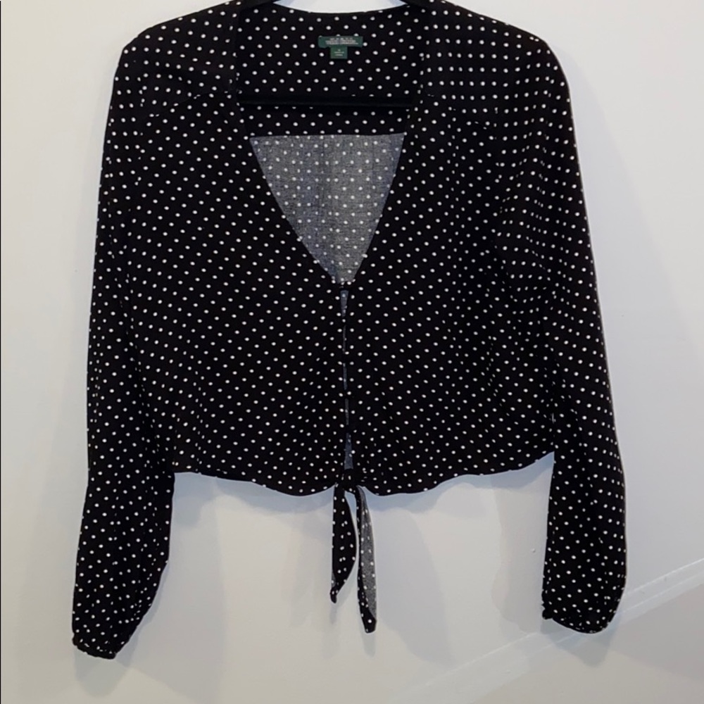 Wild Fable Polka Dot Knot Crop Top